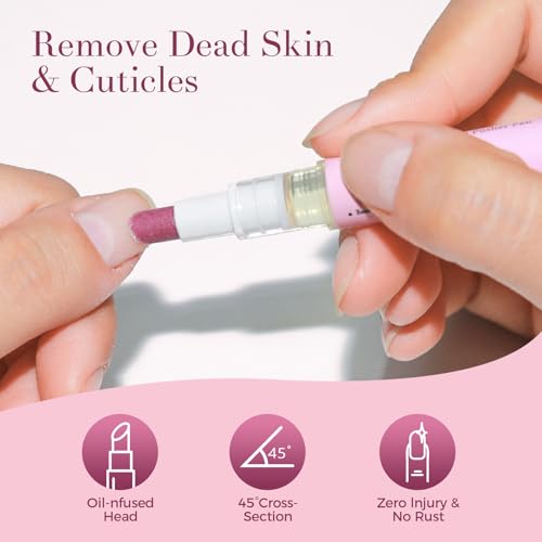 2 in 1 Cuticle Oil Pusher Pen, Cuticle Remover with Jojoba Almond Oils - Tidies, Cleans & Moisturizes Nail Edges, At-Home On-the-Go Manicure for Women Men (Pink3.0&Gel) Pink3.0&Gel
