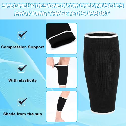 2 Pack Calf Protection Combination, Calf Compression Sleeve, Shin Splint Compression Sleeve, Adjustable Calves Support Brace Black Men Women for Fitness Running Swelling Hiking Training