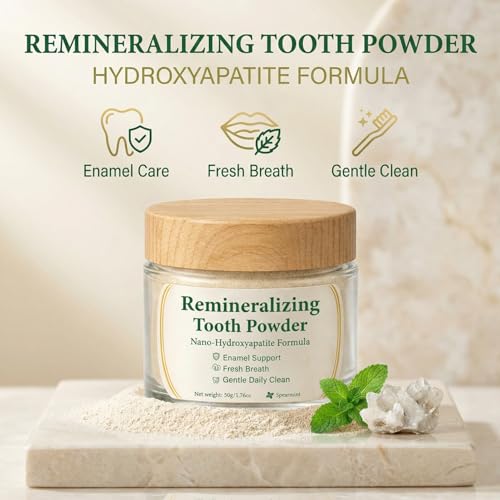 Remineralize Tooth Powder - Oral Care Remineralizing Tooth Powder with Hydroxyapatite, Tooth Whitening Powder Fluoride-Free for Gentle Clean, Fresh Breath & Enamel Care, Mint Flavor 1
