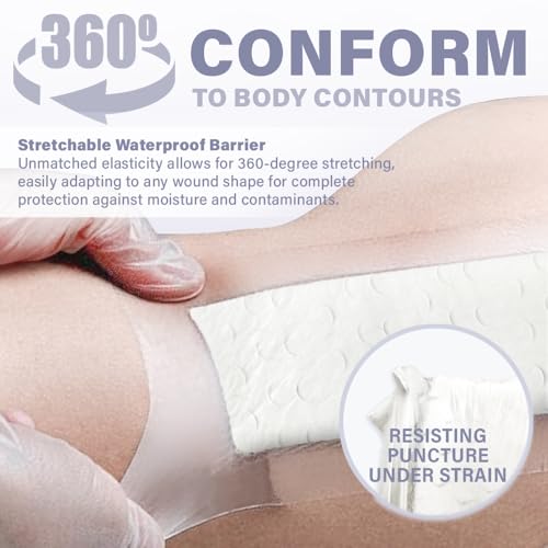 EVERLIT Post-Surgical Dressing | Sterile Waterproof Adhesive Dressing for Post-Operative Wound Care | Hypoallergenic Silicone Coated Bandage for Surgical Incision Pack of 5 (4" x 10") 4" x 10"