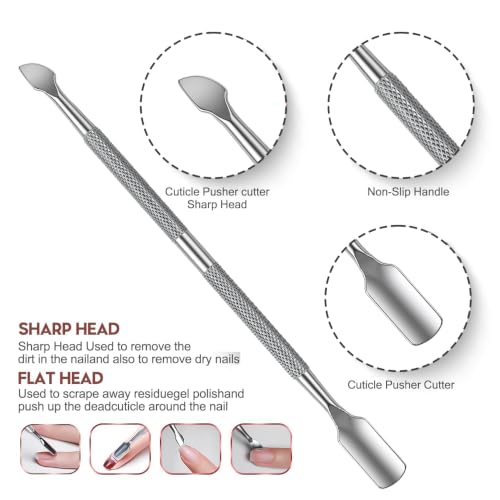 Cuticle Trimmer with Pusher & Cutter Set, 2 Piece Cuticle Trimmer 2-Piece Set