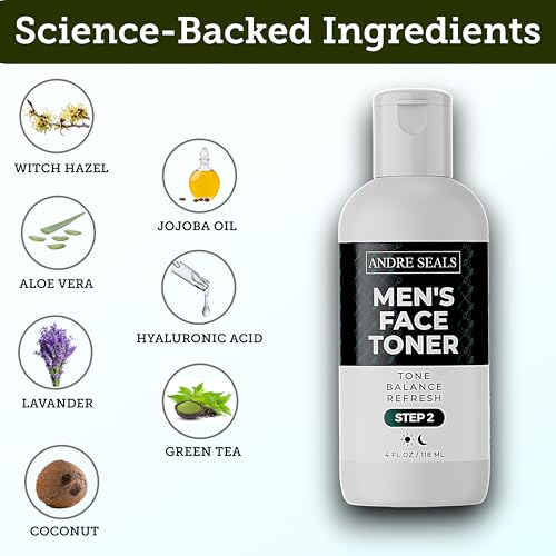 Face Toner for Men | Organic Witch Hazel, Hyaluronic Acid & Green Tea | Pore Minimizer, Hydration, Astringent, Face Tightener, Hydrating Toner, Oil Control, | Facial Toner & Men Skin Care