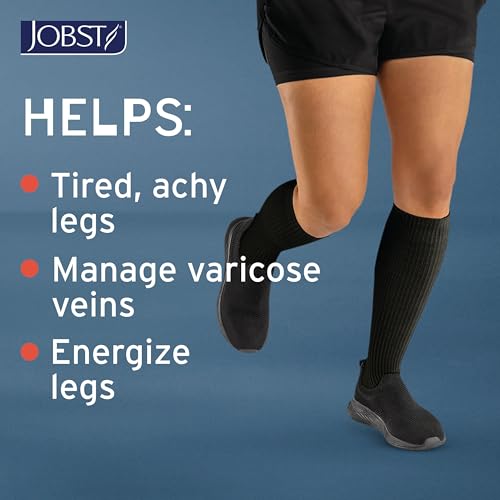 JOBST ACTIVA Athletic 15-20 mmHg Compression Socks Knee High, Closed Toe Black Large