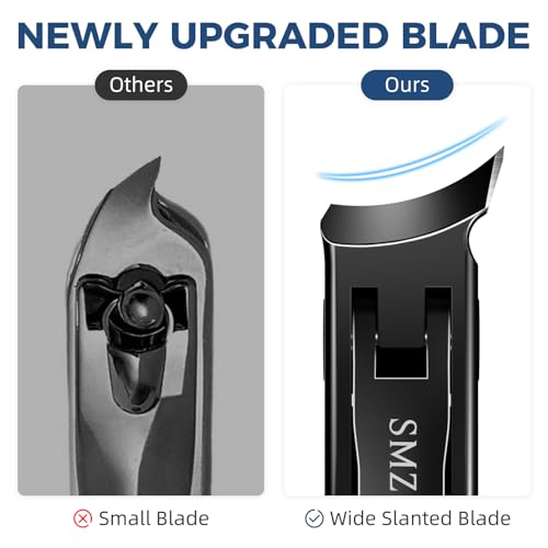 Slanted Toenail Clippers, Wide Opening Ingrown Nail Clippers for Men Black 2pcs