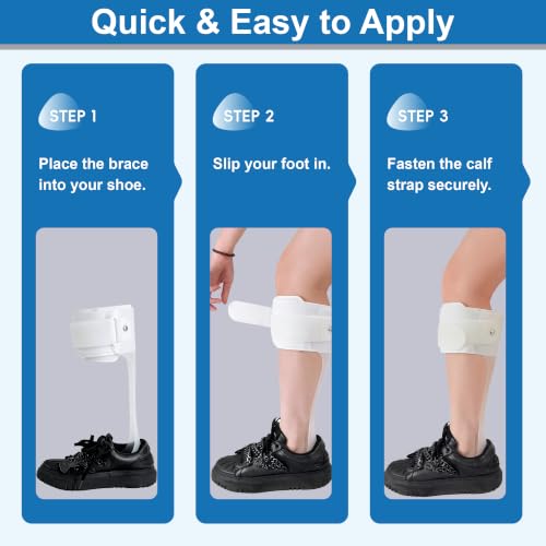AFO Drop Foot Brace, Half Palm Foot Drop Splint, Medical Ankle Foot Orthosis, Lightweight Walking Support for Natural Gait, Fits in Shoes for Men and Women (Large, Right) Large