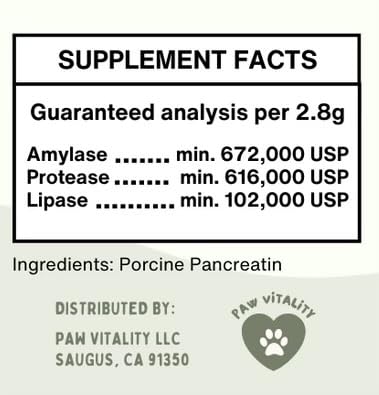Pancreatin 10X - Pancreatic enzymes for Dogs and Cats (Made in USA) High Strength | Low Odor |10oz (285g) - PawsPlanet Australia