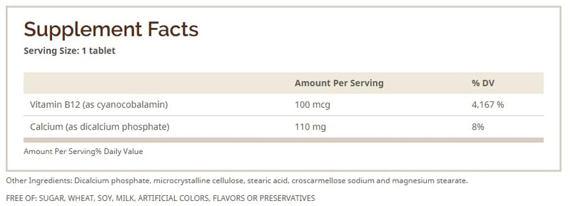 Vitamin B-12 TABS 100 Mcg WMILL Size: 100