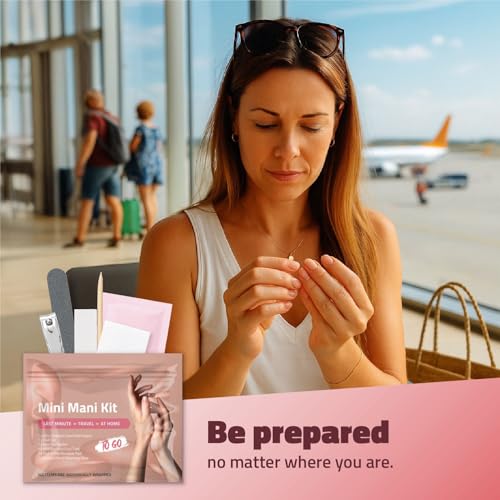 Mini Mani Kit – Disposable Manicure Set with Nail Clipper, File, Buffer, Cuticle Stick, Remover Pad & Alcohol Wipe – Single-Use Nail Care Kit for Travel, Events, or Bulk Hygiene (Regular, 3, Count) Regular
