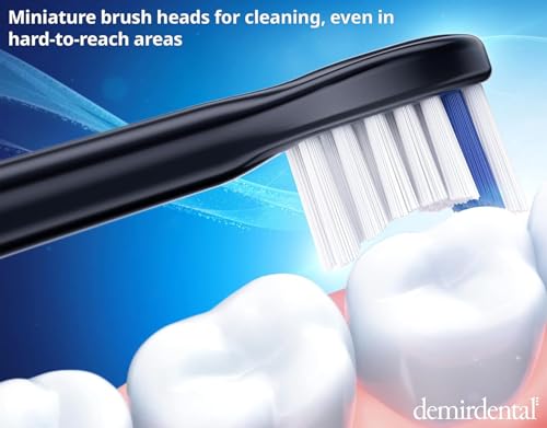 demirdental Mini Extra Soft Replacement Brush Heads Compatible with Philips Sonicare – Small Black Toothbrush Heads for Very Sensitive Teeth & Gums – Replaces HX6088eb – 8 Pack 8 Count (Pack of 1)