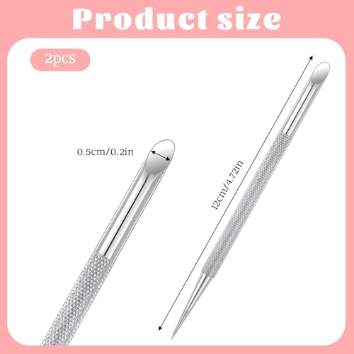 2 PCS Nail Cuticle Pusher Pen, Metal Double Ended Tools for Nails, Stainless Steel Cuticle Pusher Nail Dotting Pen, Professional Cuticles Remover Tool for Manicure Pedicure Nails Art Care Tools