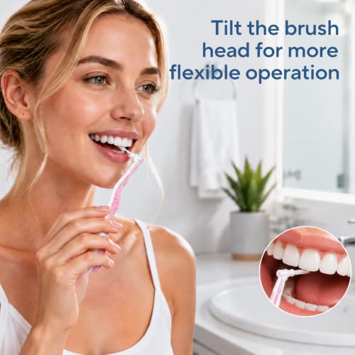 DR.CLEAN Angled Interdental Brushes 0.9mm for Tight Teeth Gaps, L-Shaped Interproximal Brush for Braces, Interproximal Brush for Back Teeth (12 Boxes / 60 Pieces) 12 Boxes / 60 Pieces)