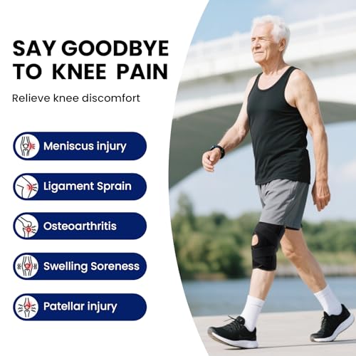 Galvaran Knee Brace for Men & Women - ACL, MCL, Meniscus Tear Support & Arthritis Pain Relief - Stabilizing Knee Braces Support with Side Stabilizers & Patella Gel Pad Black XX-Large