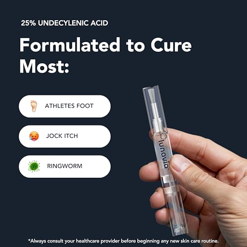 Lunavia Antifungal Pen – Cures Most Athlete’s Foot, Jock Itch, and Ringworm - 25% Undecylenic Acid with added Tea Tree, Jojoba, Clove Bud Oils & Aloe - 6-Pack Twist Pen (18ML Volume) 6 Pack