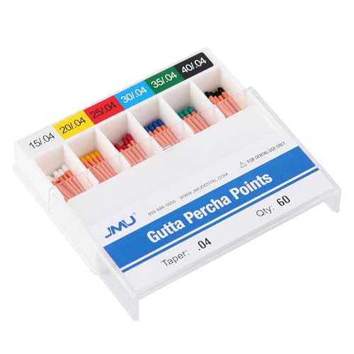 JMU Dental Gutta Percha Points .04 Taper #15-40 Assorted 60 Pcs/Pack