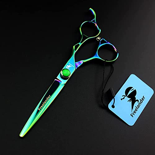 ROCOCO 6.0 Inch Hand Sharpened Hair Cutting Scissors Set with Case - Green B-green