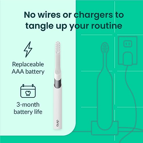 Quip Sonic Toothbrush for Adults with Timer - Includes Extra Brush Head and Travel Cover Mount - Electric, Soft Bristle Refill Head, Metal Handle, 3 Month Battery Life - Travel Toothbrush - Slate