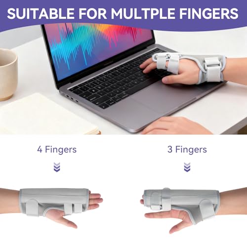 Trigger Finger Splint with Aluminum Finger Brace Joint Stabilizer, Adjustable Right or Left Composite Fabric Hand Brace with Finger Support for Broken Fingers, Sprains, Mallet Injury, Arthritis