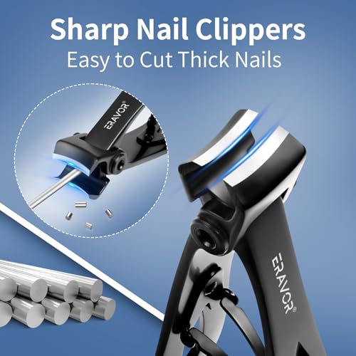 2025 Upgrade Nail Clippers Set – Ultra Wide Jaw (15mm) Toenail Clippers for Thick Nails, Premium 420 Stainless Steel, Long Handle, Anti-Splash Catcher, Safety Lock, Ideal for Seniors/Men/Women (Black) Small