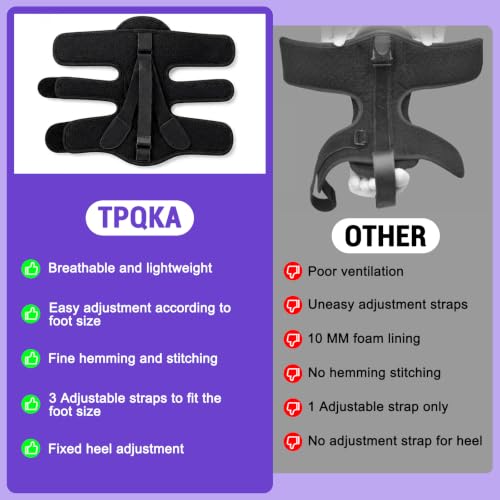 TPQKA Plantar Fasciitis Night Splint and Brace – Adjustable Foot Support for Plantar Fasciitis, Foot Drop, Achilles Tendonitis & Heel Spurs – Comfortable Sleep Brace for Women and Men, Black