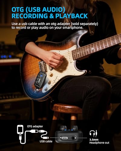 LEKATO PA-2 Guitar Headphone Amp for Electric Guitar Headphone Amplifier for Portable Practice, 9 Amp Models, 3 Mod Effects, 3 Space Effects, with Bluetooth Receiver, USB OTG Recording Black-us US Version