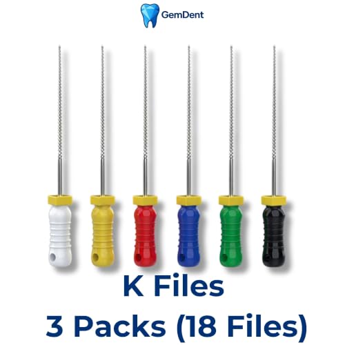 Dental Endo K Files 3 Packs of 6-18 Total Stainless Steel K-Files Assorted #15-40 (25MM #15-40 Assorted) 25MM #15-40 Assorted