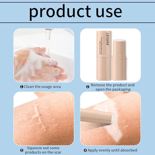 Scar Stick, Scar Solutions Silicone Scar Stick, Thick Solid Velvety Film for Old, Burn Scars, Acne, Stretch Marks, Formula Infused with Asiatica Extracts and Vitamin E for Skin Smoother, Softer