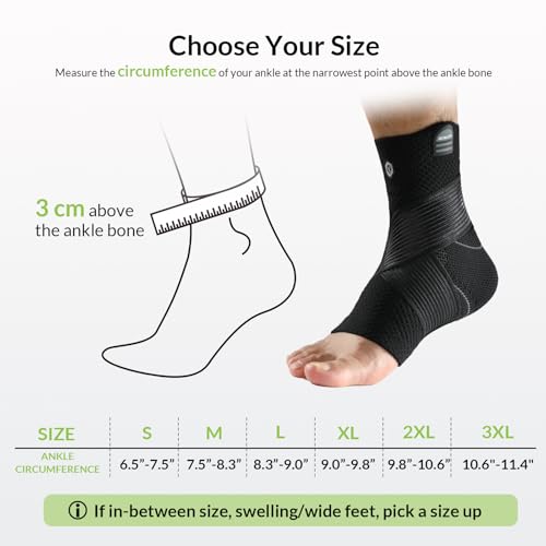 ZOELION Ankle Brace Compression Support with Removable Fishnet Strap, 3D Knit Plantar Fasciitis Relief Achilles Tendonitis Brace, Ankle Compression Sleeve for Pain Relief & Injury Healing, Black/M Black（Pack of 1） M