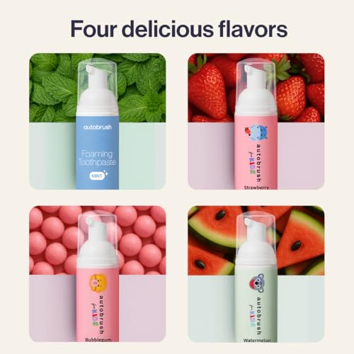 Autobrush Fluoride Foaming Toothpaste for Adults, Mint Flavor, Whitening & Deep Cleaning, Travel Friendly, Anti-Cavity (Pack of 3)