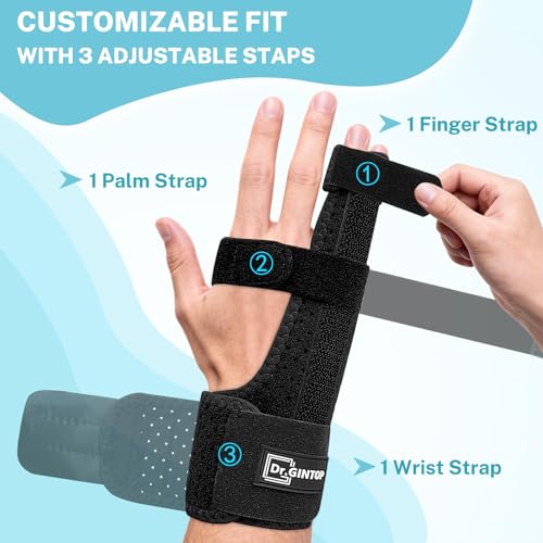 Pinky Finger Splint with Double-Sided Detachable Finger Splints Black-Left