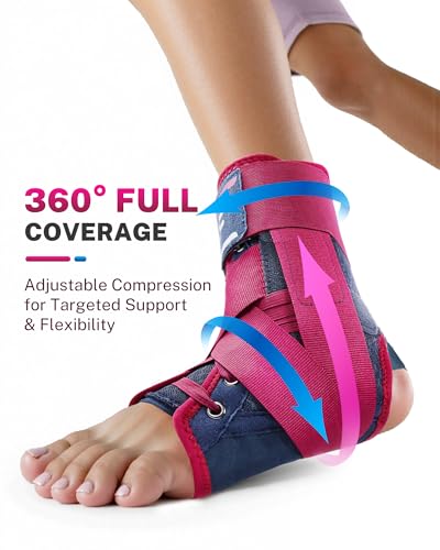 Ankle Brace for Men Women with Removable Side Splints Figure 8 Strap Rose S