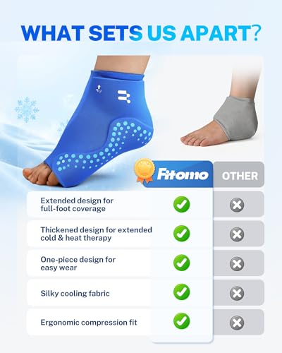 Extended Ankle Ice Pack Wrap for Plantar Fasciitis Relief XL + Ankle Brace for Men Women Blue L