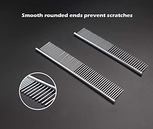 Dog Combs for Grooming, Metal Dog Comb and Flea Comb with Rounded Teeth for Removing Tangles and Knots for Long and Short Haired Dogs and Cats (stainless steel) stainless steel - BeesActive Australia