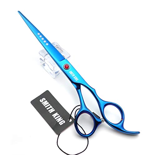 7.0 Inches Professional hair cutting thinning scissors set with razor (Blue) 7.0 Inch Blue