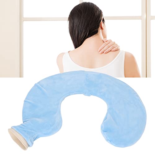 U Shaped Neck Warm Water Bag, Hot Water Bottle for Pain Relief Hot Water Bottles Hot & Cold Therapies (Light Blue)