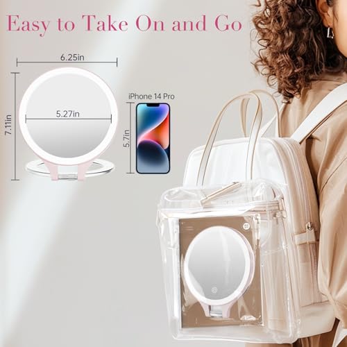 Magnifying Mirror with Light Double Sided travel mirror with light Pink