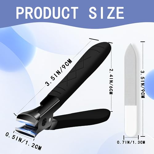 Heavy Duty Nail Clippers for Thick Nails, Anti-Slip Toenail Clipper Set for Seniors & Women at Home Salon black