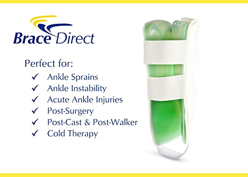 Brace Direct Gel Ankle Brace + Foot Ice Wrap (S/M)-Stirrup Brace & Splint for Ankle Support with Swelling, Inflammation, Acute Ankle Injuries & Chronic Instability