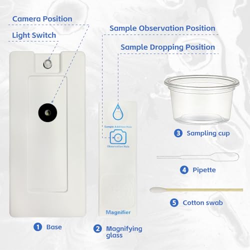 Portable Magnifying Glass, Handheld Observation Lens with LED Light, Outdoor Mobile Phone Magnifier Complete Set Suit