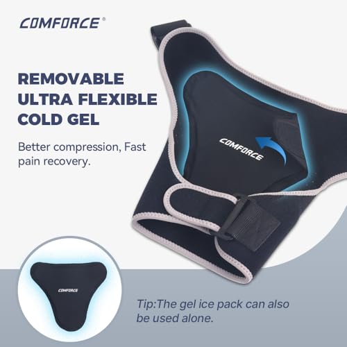 Adjustable Shoulder Brace with Removable Gel Ice Pack + Plantar Fasciitis Night Splint Sock, Adjustable Plantar Fasciitis Brace