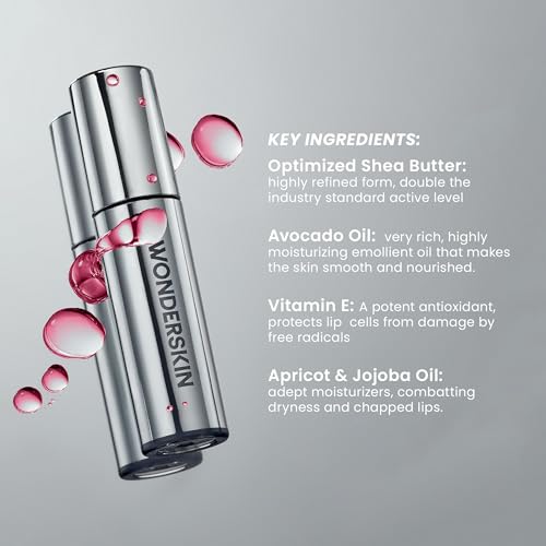 Wonderskin Lip Oil Rehab Serum - Tinted Lip Oil, Hydrating Lip Serum Kissed