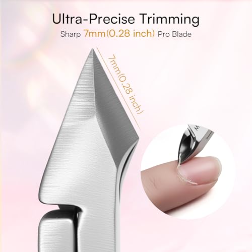Makartt 3 Pcs Pink Cuticle Nipper Set, Stainless Steel Pusher & Scraper Pink-3pcs