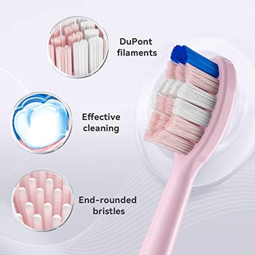 JTF Sonic Smart Toothbrush Genuine Standard Brush Heads, 9Pack, P200 Pink