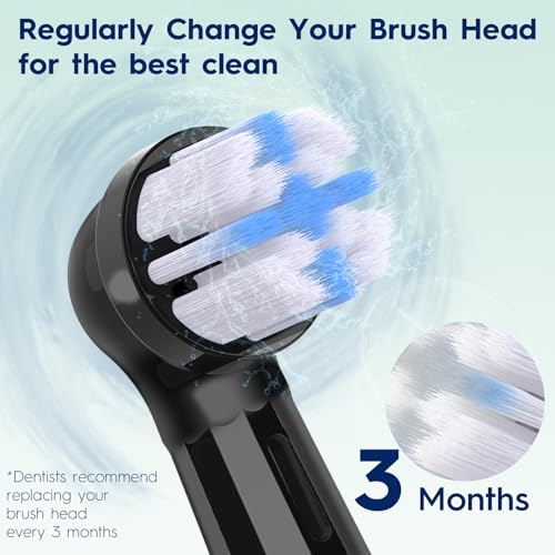 Replacement Heads Compatible with Oral B iO 3 4 5 6 7 8 9 10 Series Electric Toothbrush,Medium BristleToothbrush Heads Compatible with Oral B iO, Black 6 Count (Pack of 1)