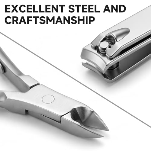 Nail Clippers Set - 15 Pcs Professional Manicure Pedicure Kit Gifts for Fathers Day Men Women, Stainless Steel Fingernail Toenail Cutters, Nail Care Grooming Tools with Luxurious Leather Travel Case
