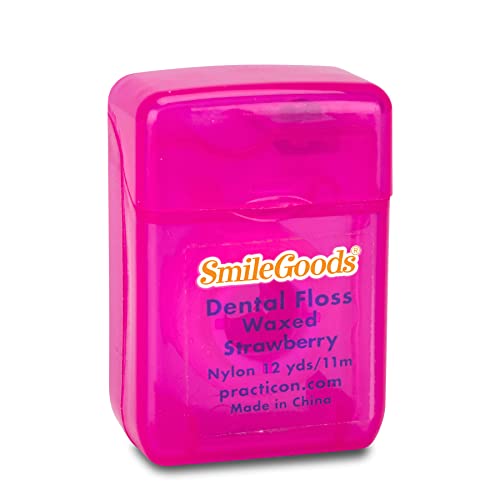 SmileGoods Strawberry Flavored Waxed 12 Yard Dental Floss, Shred Resistant Nylon Floss, Mini Sample Size for Giveaways, Travel, Kids, Adults, Patients, Bulk Pack of 72