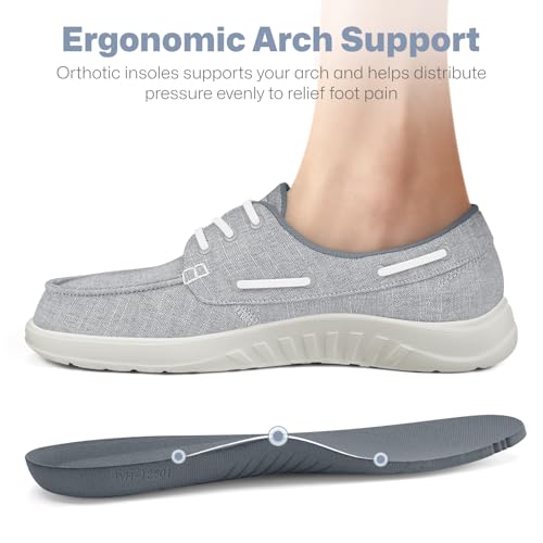 Loafers for Women with Arch Support, Lightweight Slip On Shoes Women 9 Grey