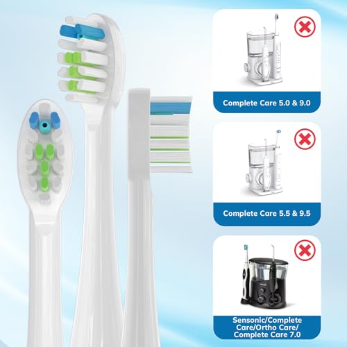 6 Pack Replacement Replacement Brush Heads for 𝗪𝗮𝘁𝗲𝗿𝗽𝗶𝗸 𝐒𝐨𝐧𝐢𝐜-𝐅𝐮𝐬𝐢𝐨𝐧 Flossing Toothbrush Compatible with Sonic Fusion SF01/SF02 and Sonic Fusion 2.0 SF03/SF04- White with Caps 6p White