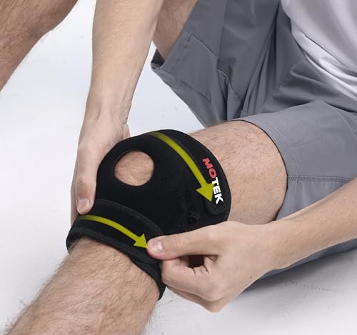 MOTEK Adjustable Knee Support Brace, Dual Straps (size 13-18") | Breathable Material, Stability boost, Extra strength | ACL injury | Meniscus tear