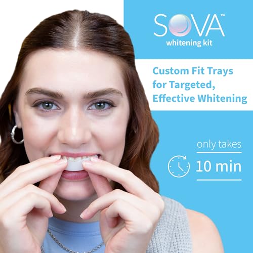 SOVA White - Teeth Whitening Kit - Includes 2 Custom-Fit Trays, 5 Whitening Gel Applicators & Protective Case - Non-Peroxide for Sensitive Teeth - BPA, Latex, Phthalates & PVC Free
