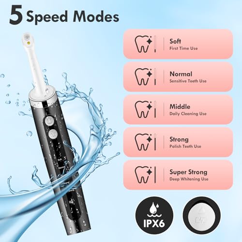 Tooth Polisher Electric for Daily Cleaning 5 Modes 3 Polish Pastes White